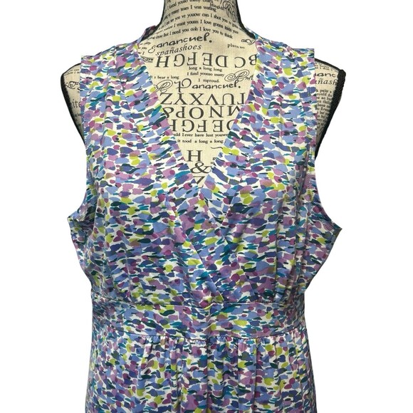 Madmazelle Lavender Abstract Print Empire Waist Maxi Dress Size Large Whimsical - Picture 2 of 9